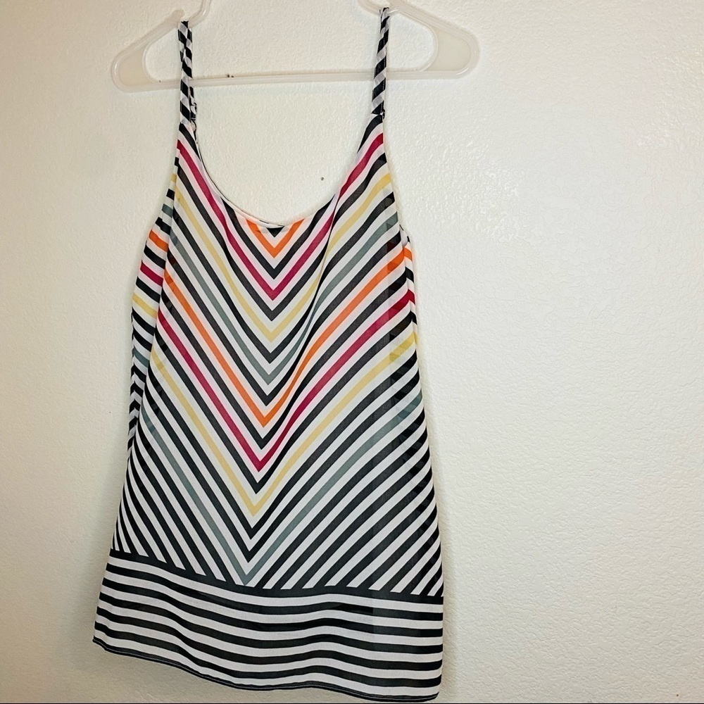 CAbi Linea Striped Cami Adjustable Straps Sz: XS